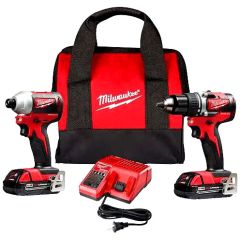 MILW 2892-22CT 2-TOOL CMBO KT POWER TOOL SET W/DRILL AND IMPACT AND CHARGER AND CARRYING BAG